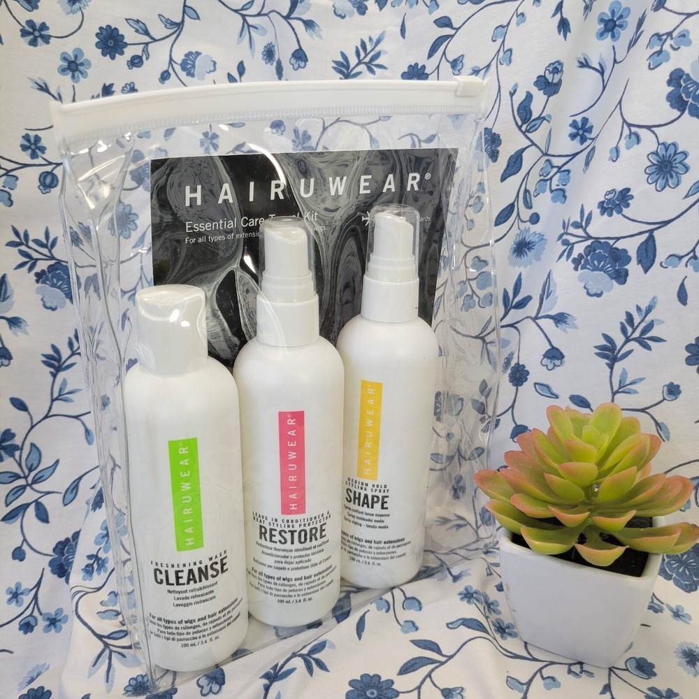HairUWear Essential Care Travel Kit Shampoo, Conditioner & Spray 3.4 oz TSA Safe